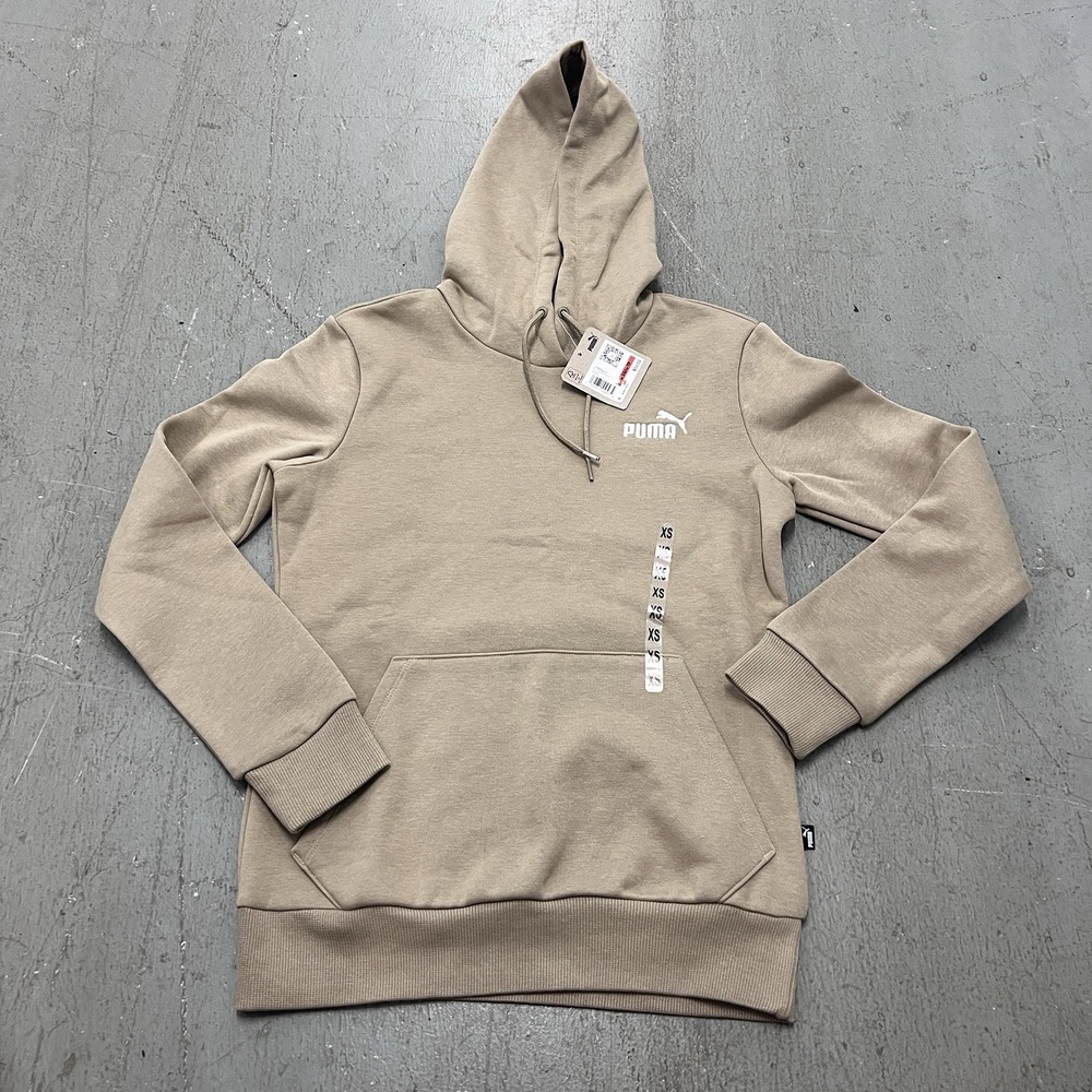 Puma Women's Essential Fleece Hoodie Tan Pullover‎ Sweatshirt Kangaroo Pocket XS
